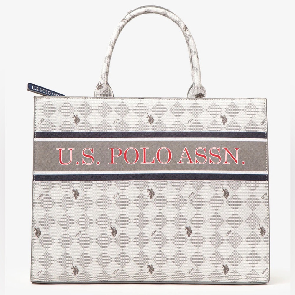 DIAMOND STRIPE BOOK TOTE WITH CROSSBODY STRAP